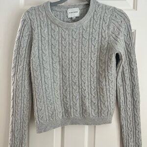 Pink Rose Light Gray Cable Knit Sweater